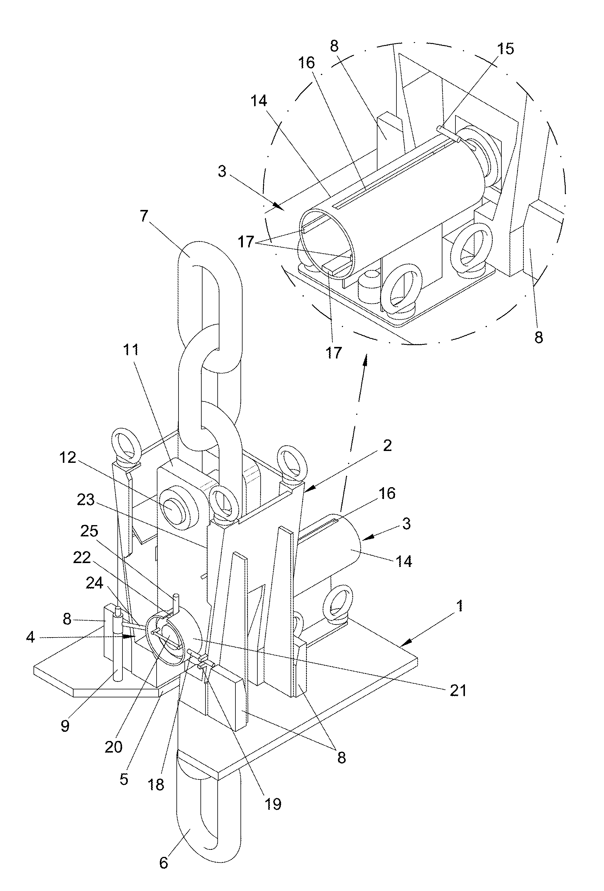 Apparatus for vertically linking two sections of chain