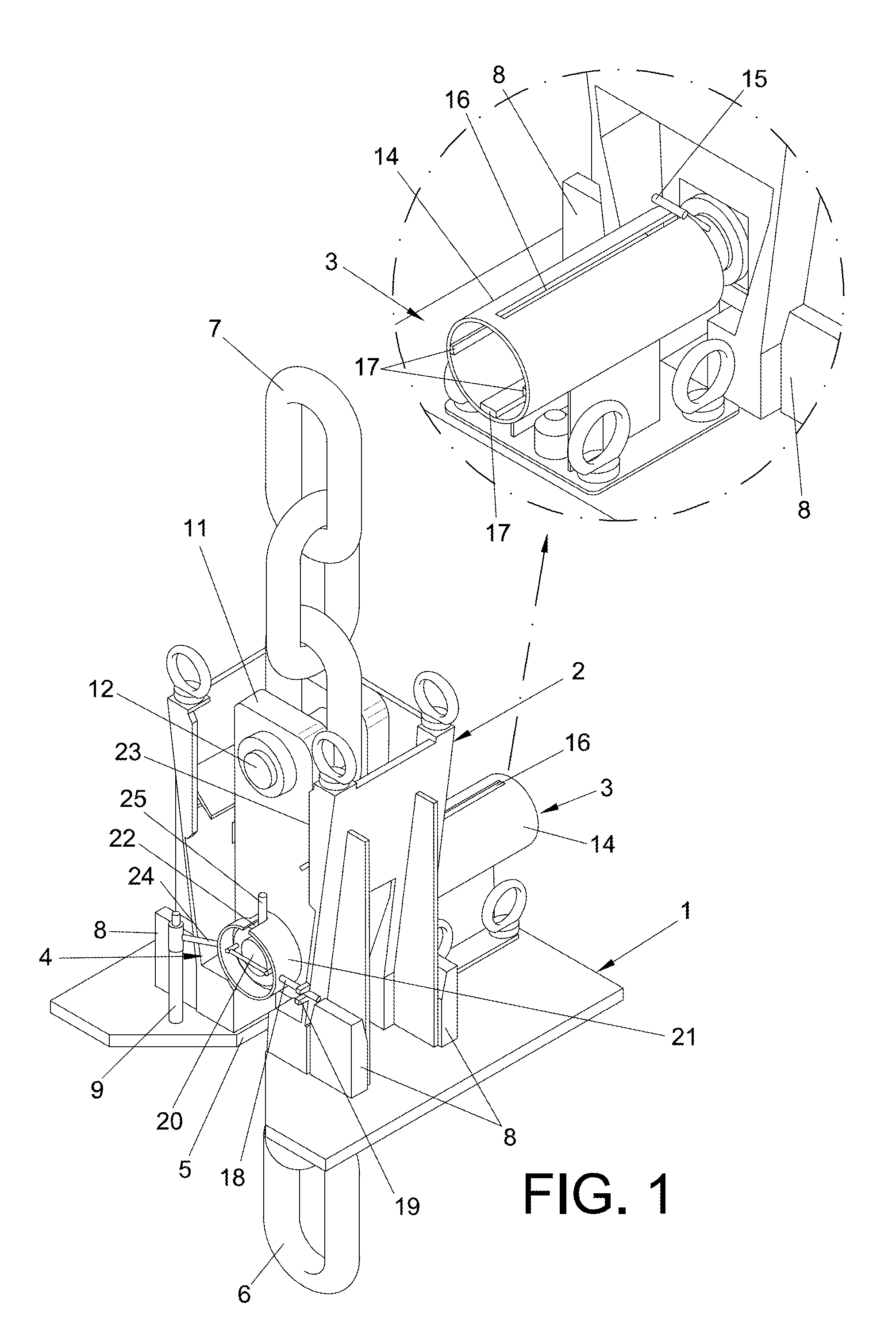 Apparatus for vertically linking two sections of chain
