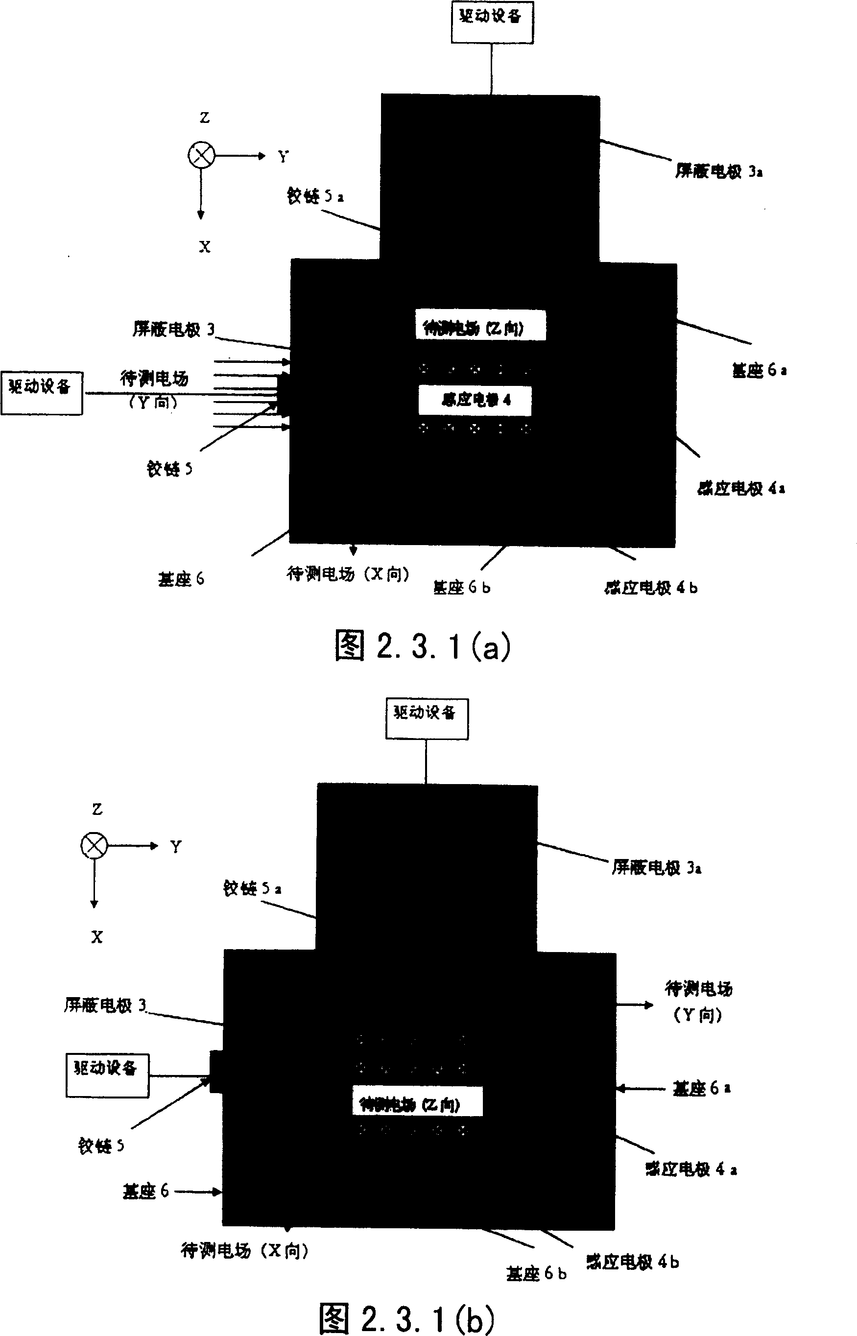 Hinged multi-dimensional electric field sensor