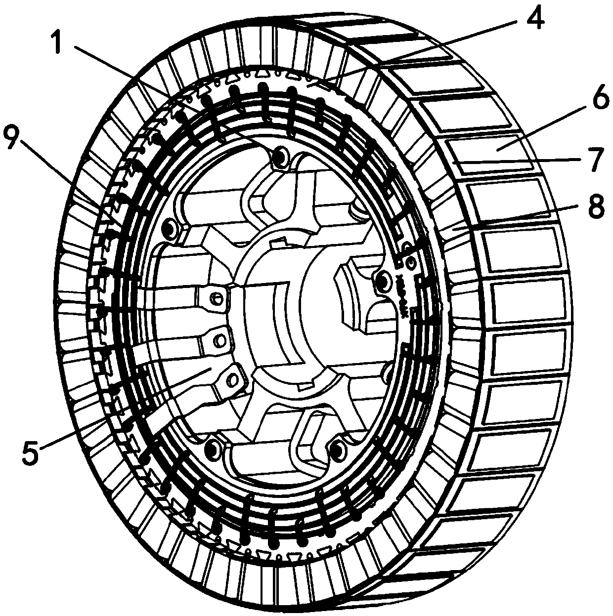 Stator of outer rotor type wheel hub motor