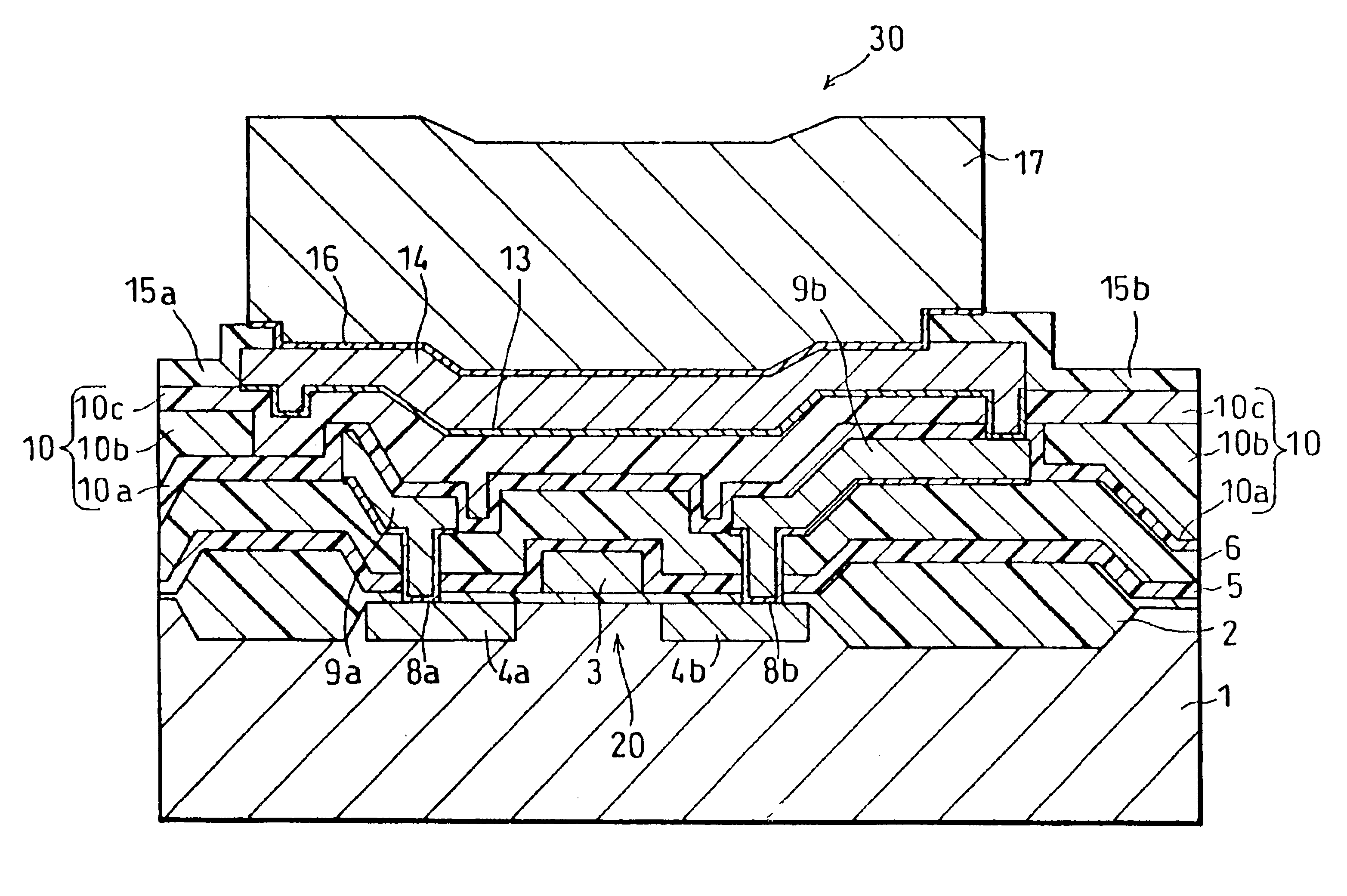 Semiconductor device having active element connected to an electrode metal pad via a barrier metal layer and interlayer insulating film