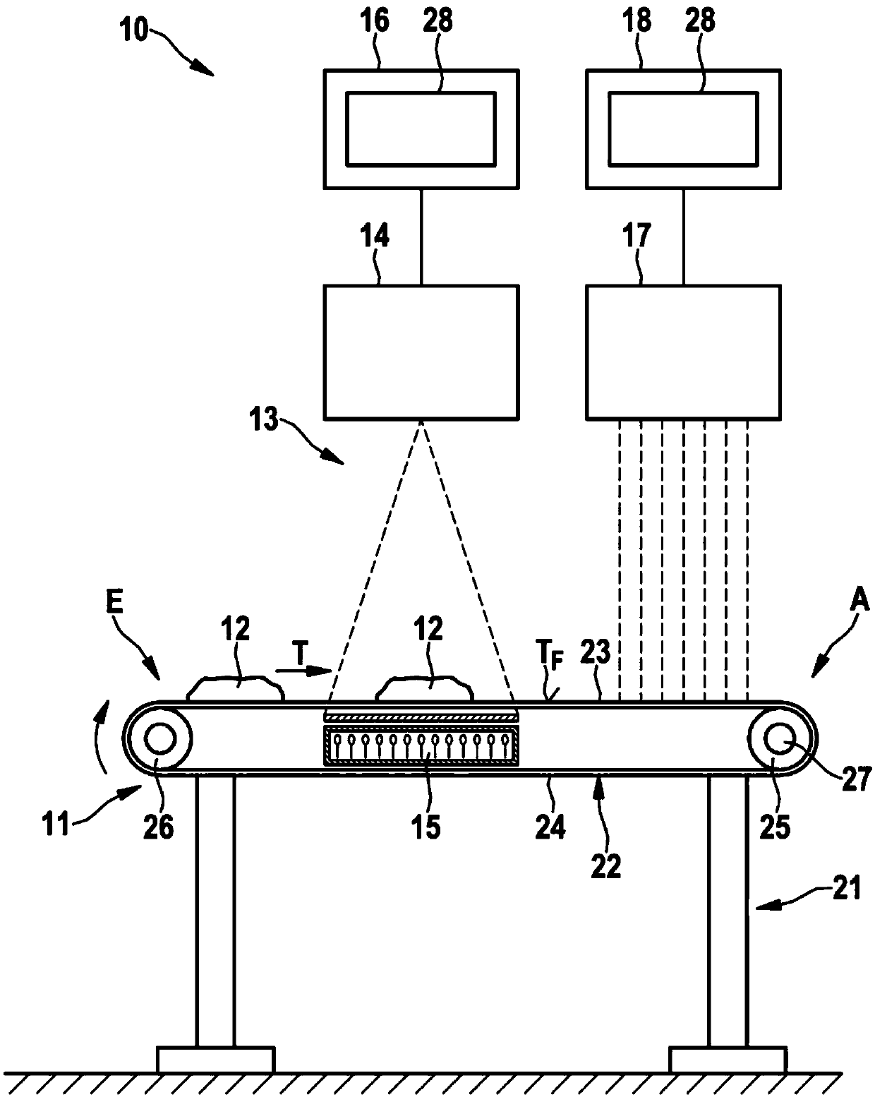 Device for detecting and evaluating product-specific information of products of food-processing industry, system comprising such device, and method for processing products of food-processing industry