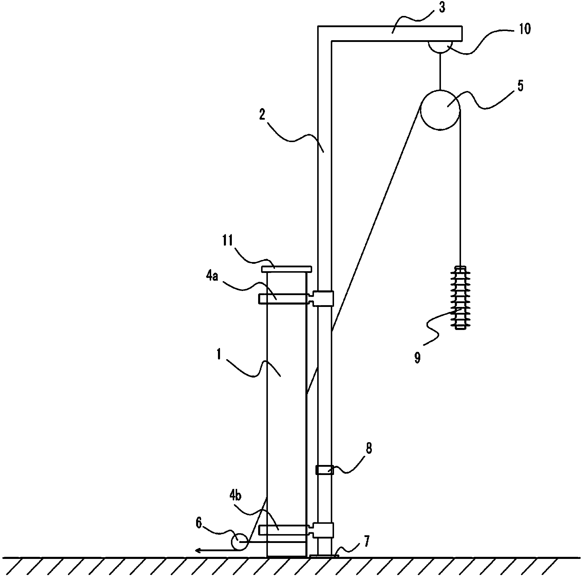 Detachable support applied to lifting of small-sized electric power device and construction method thereof
