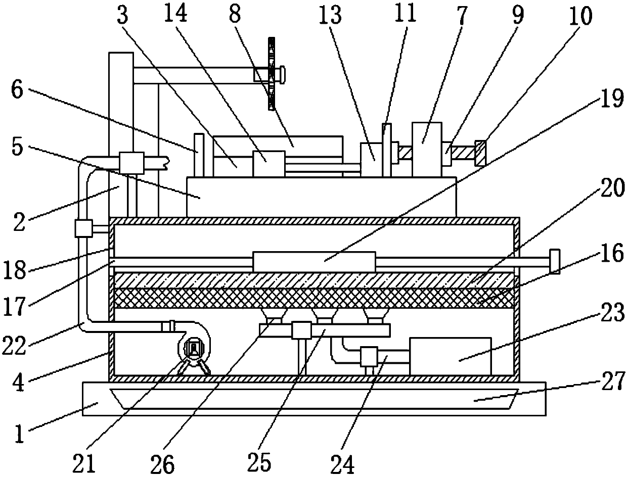 Wood cutting device with sawdust removing function