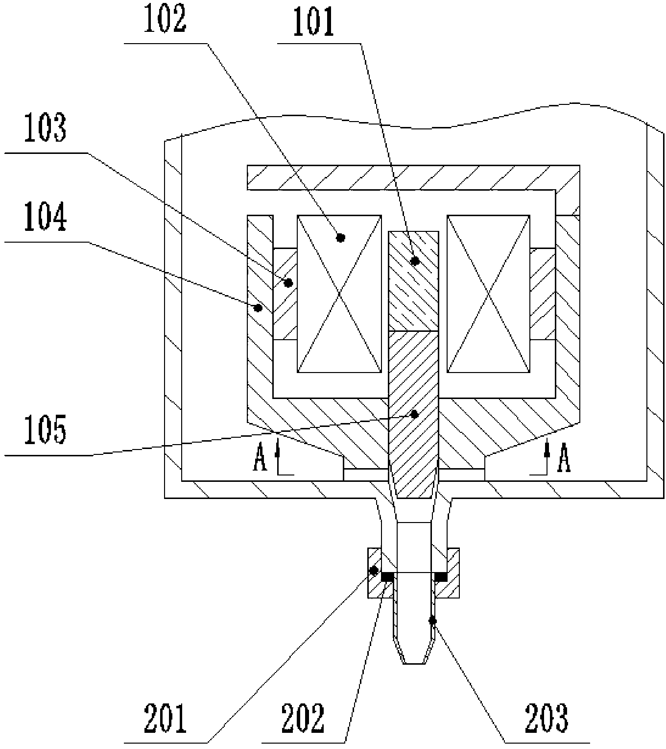 Magnetostrictive actuator based switch flow control type microdroplet injection device