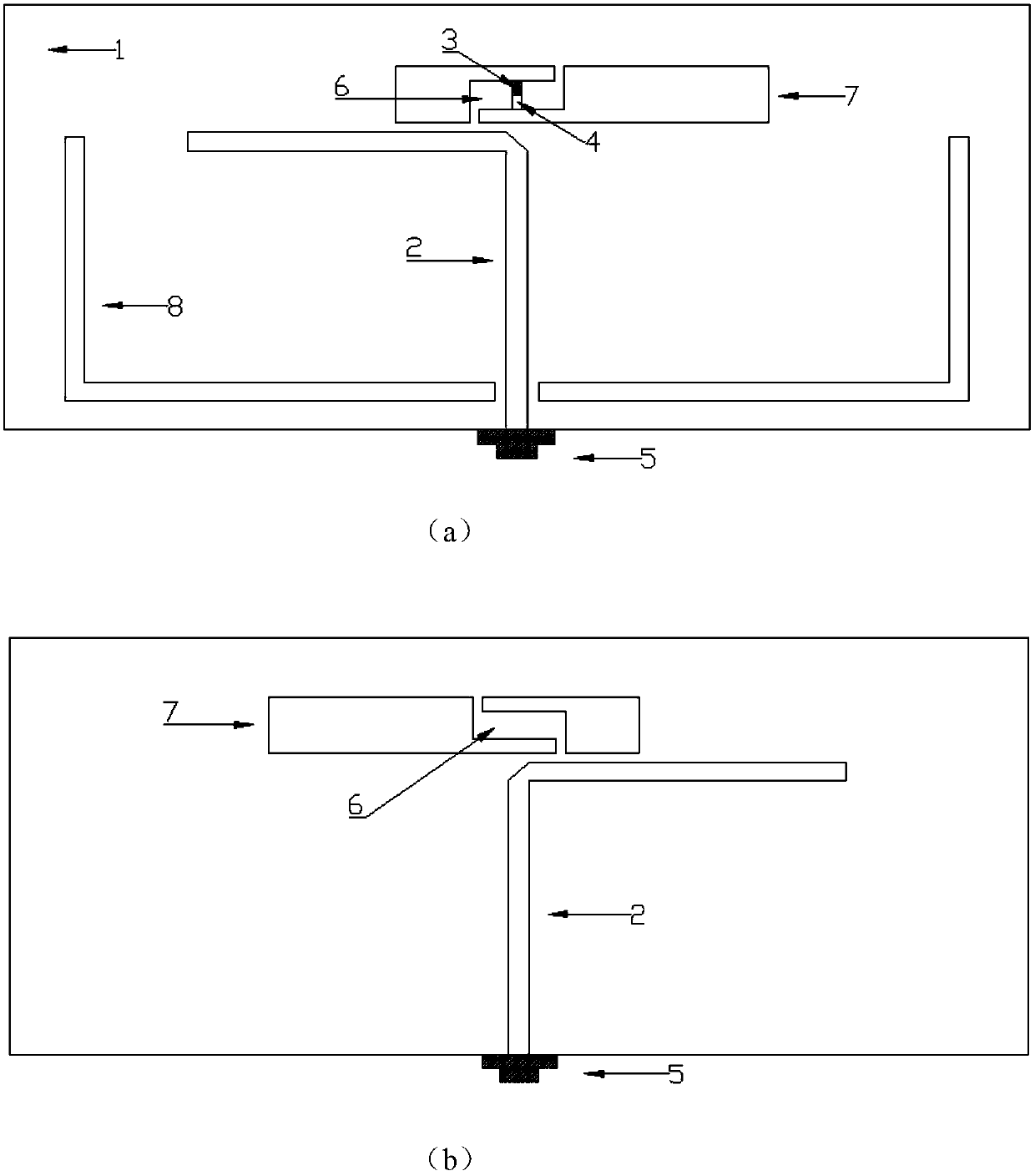 Capacitive loaded frequency conversion planar directional dual frequency antenna