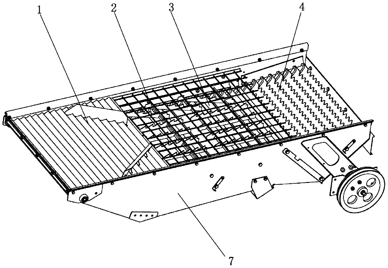 Multi-layer sectional type ratooning rice grain cleaning screen