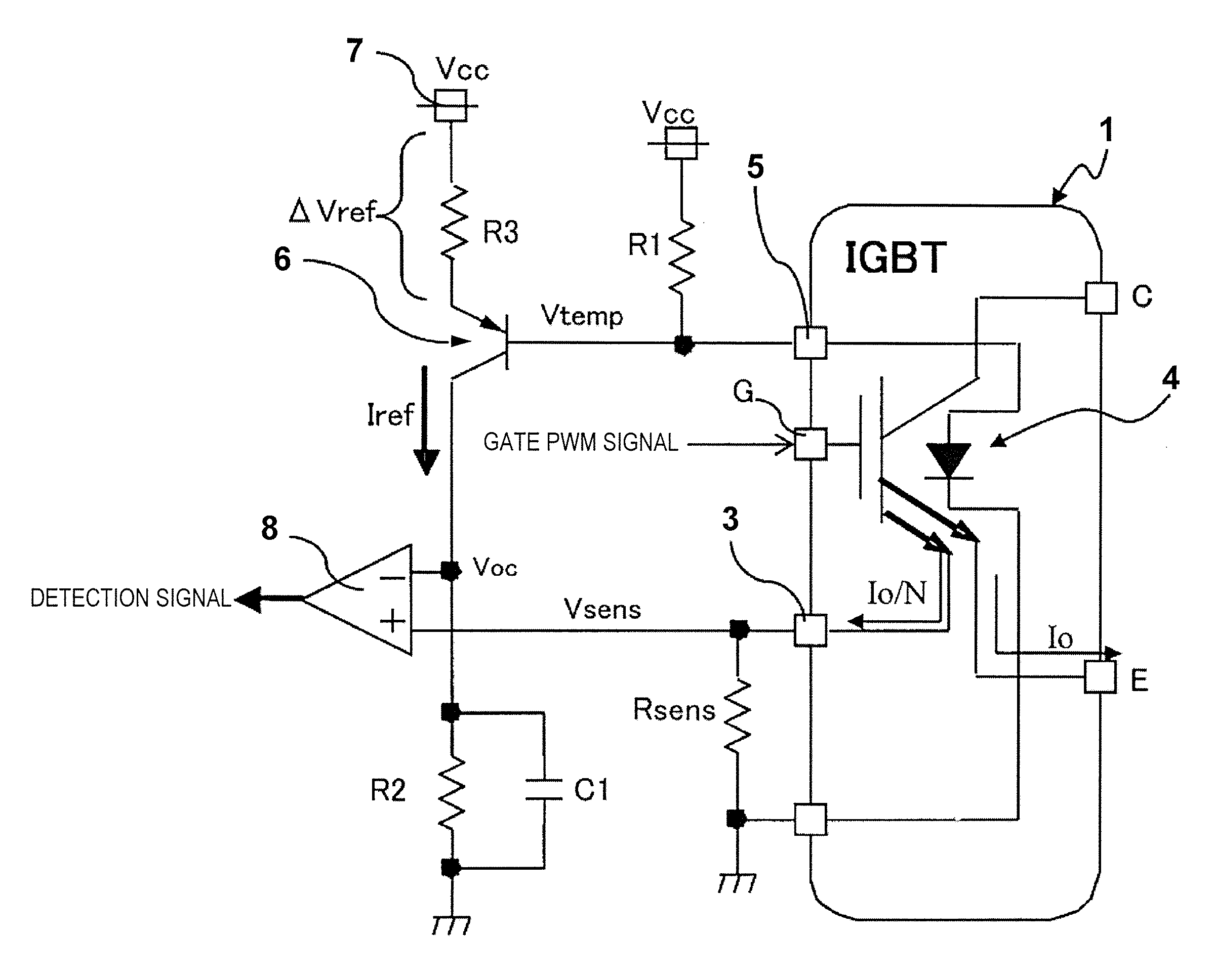 Over-current detecting apparatus for switching element