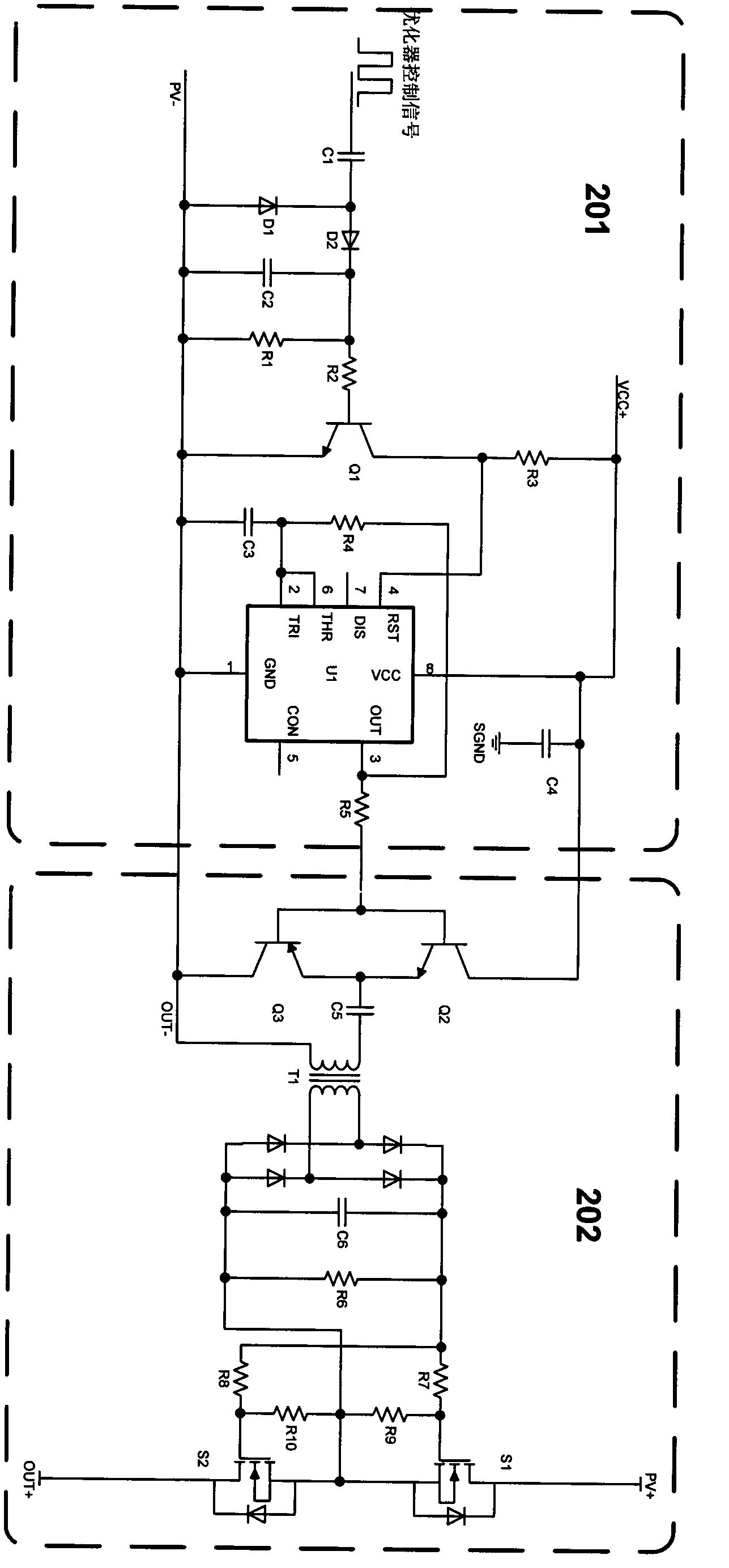 Photovoltaic module optimizer redundancy direct connection device and control method thereof