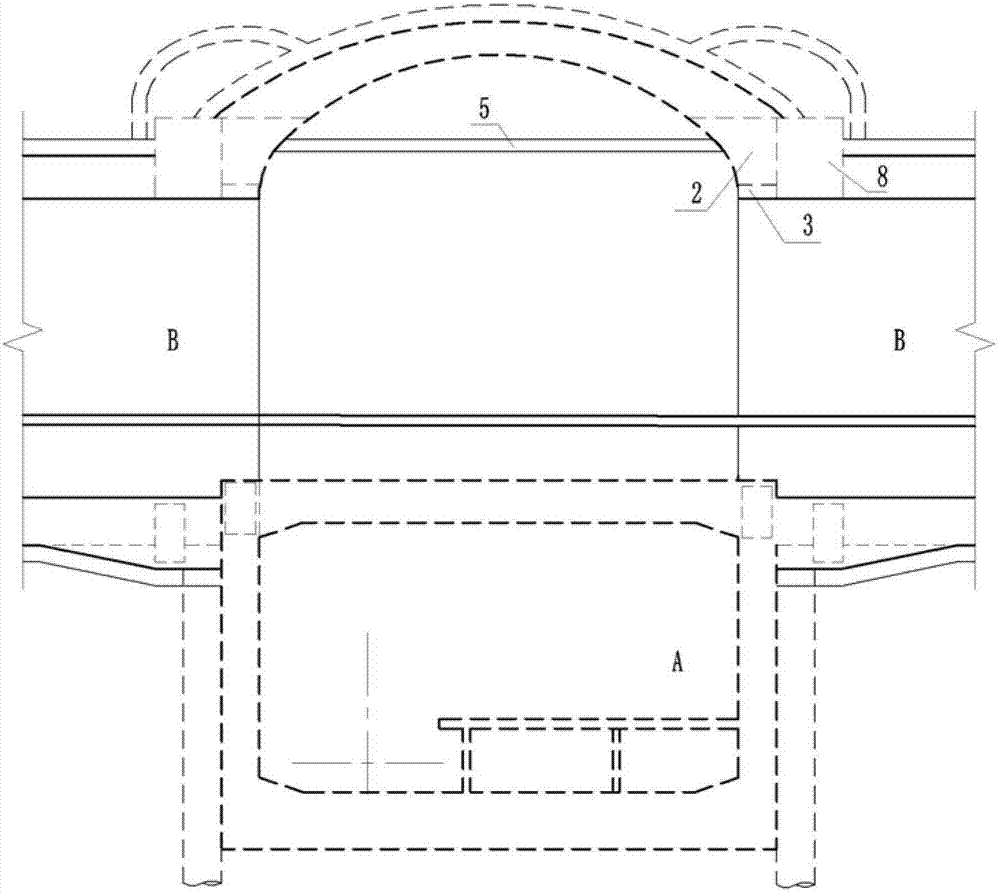 Arched subway station old and new building connection structure and construction method