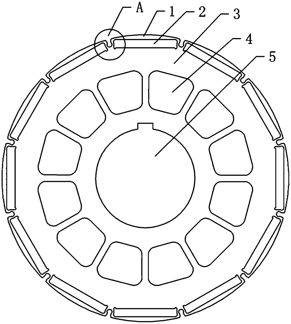 Rotor punching plate adapting to high-speed rotation