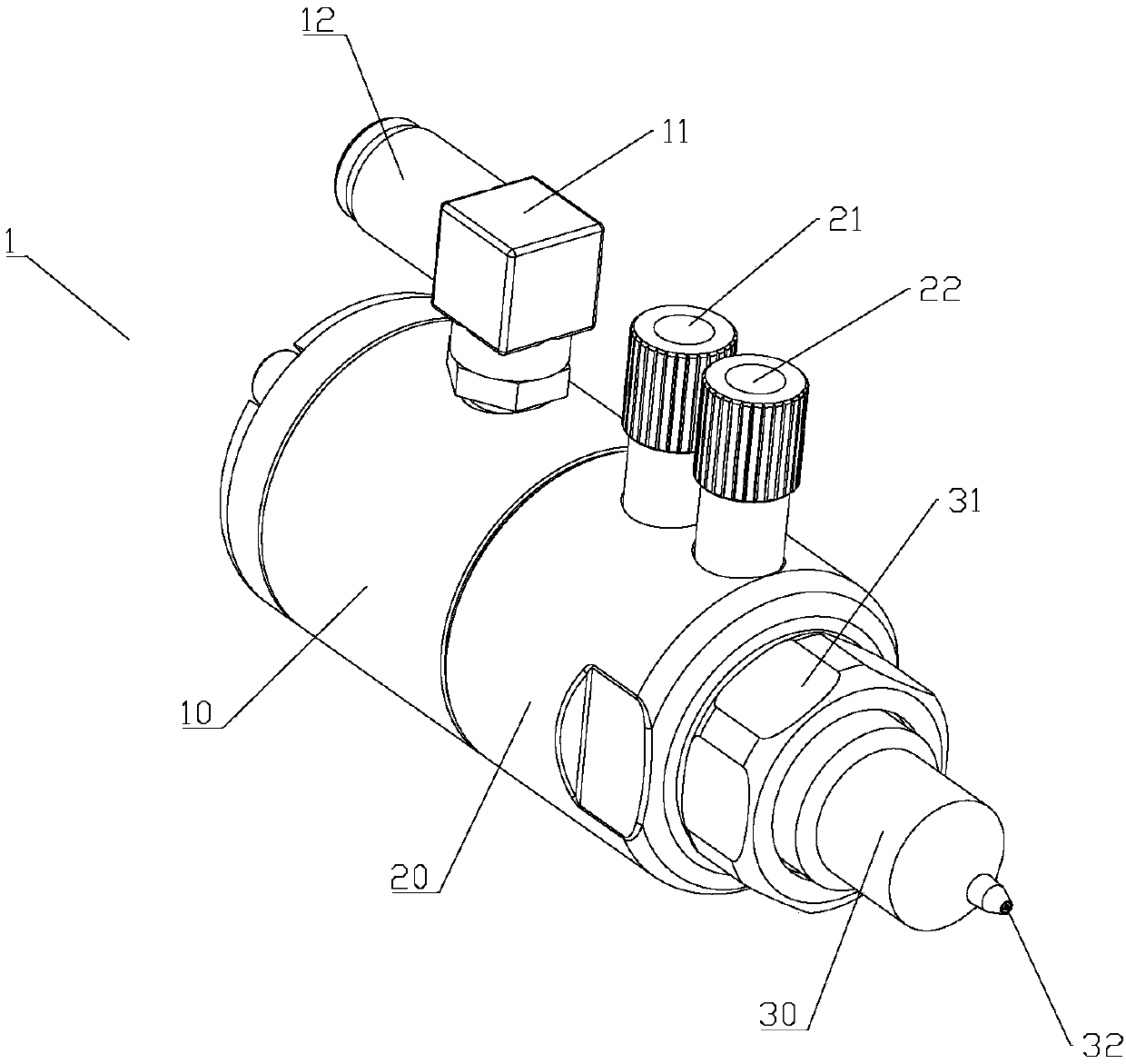 Intermediate frequency furnace axial flow pipeline air mixing pressurizing nozzle