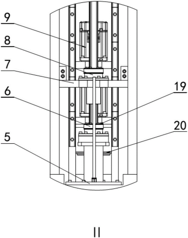 Cylindrical cavity charging pressing, vacuum pumping and screwing sealing integrated device