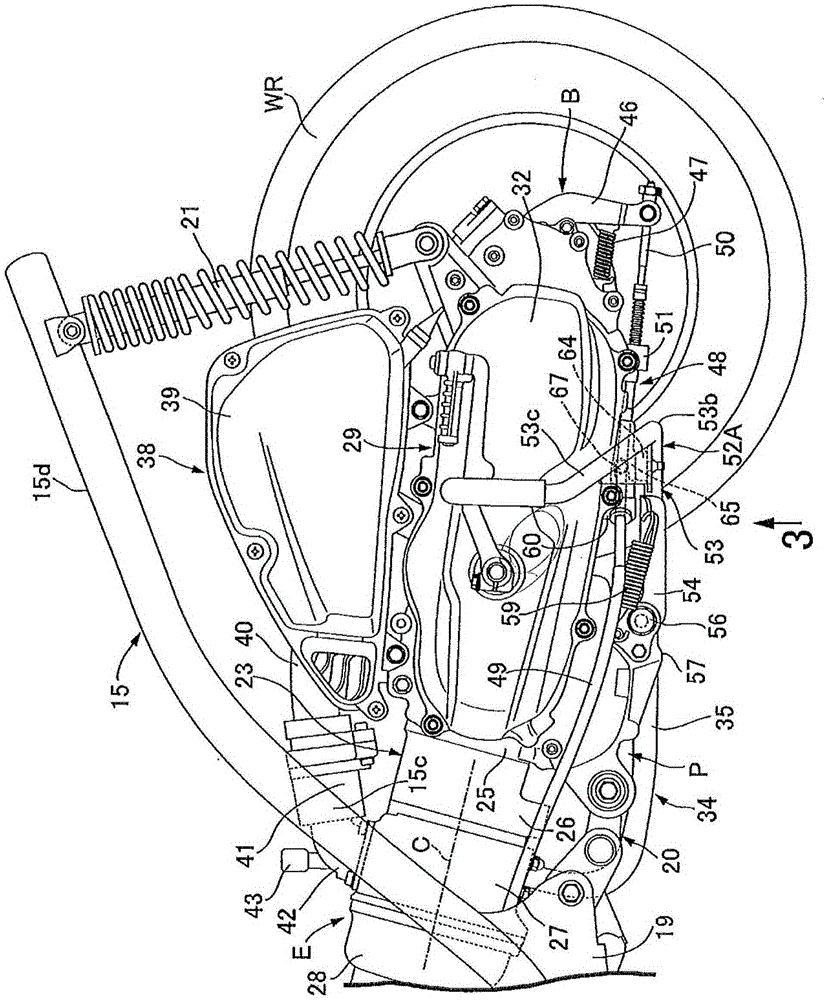 Brake cable support structure in saddle-riding vehicles