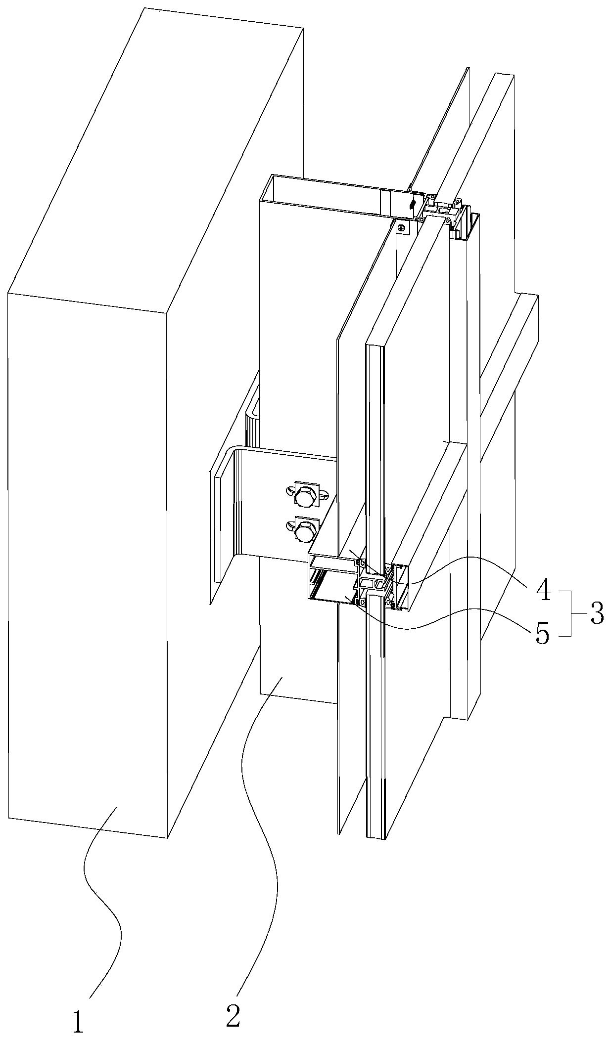 A curtain wall installation structure