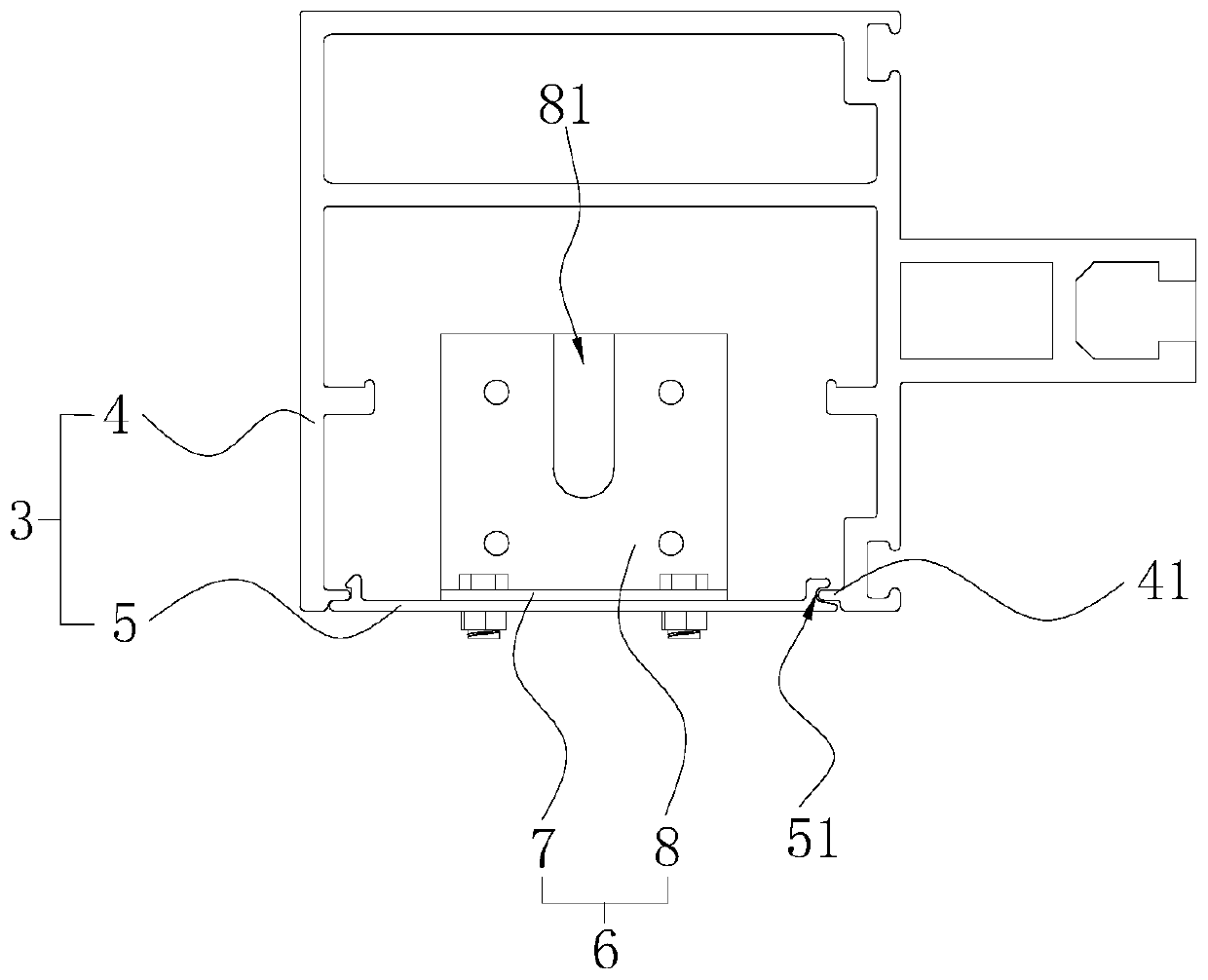 A curtain wall installation structure