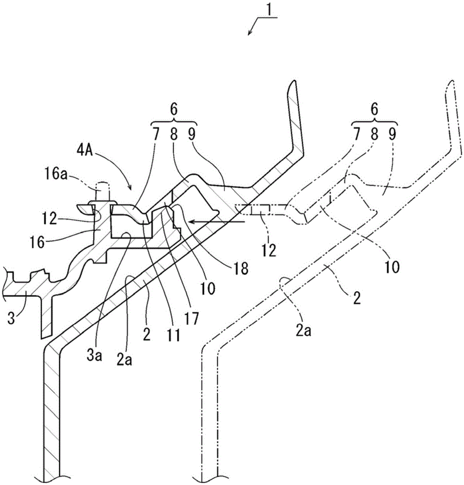 Lamp part connecting structure