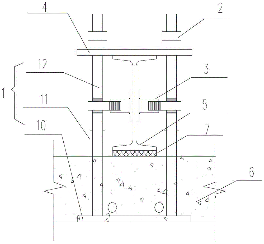 Detachable overhung steel beam pre-buried fixing device with horizontal fixing assembly