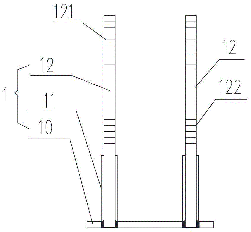 Detachable overhung steel beam pre-buried fixing device with horizontal fixing assembly