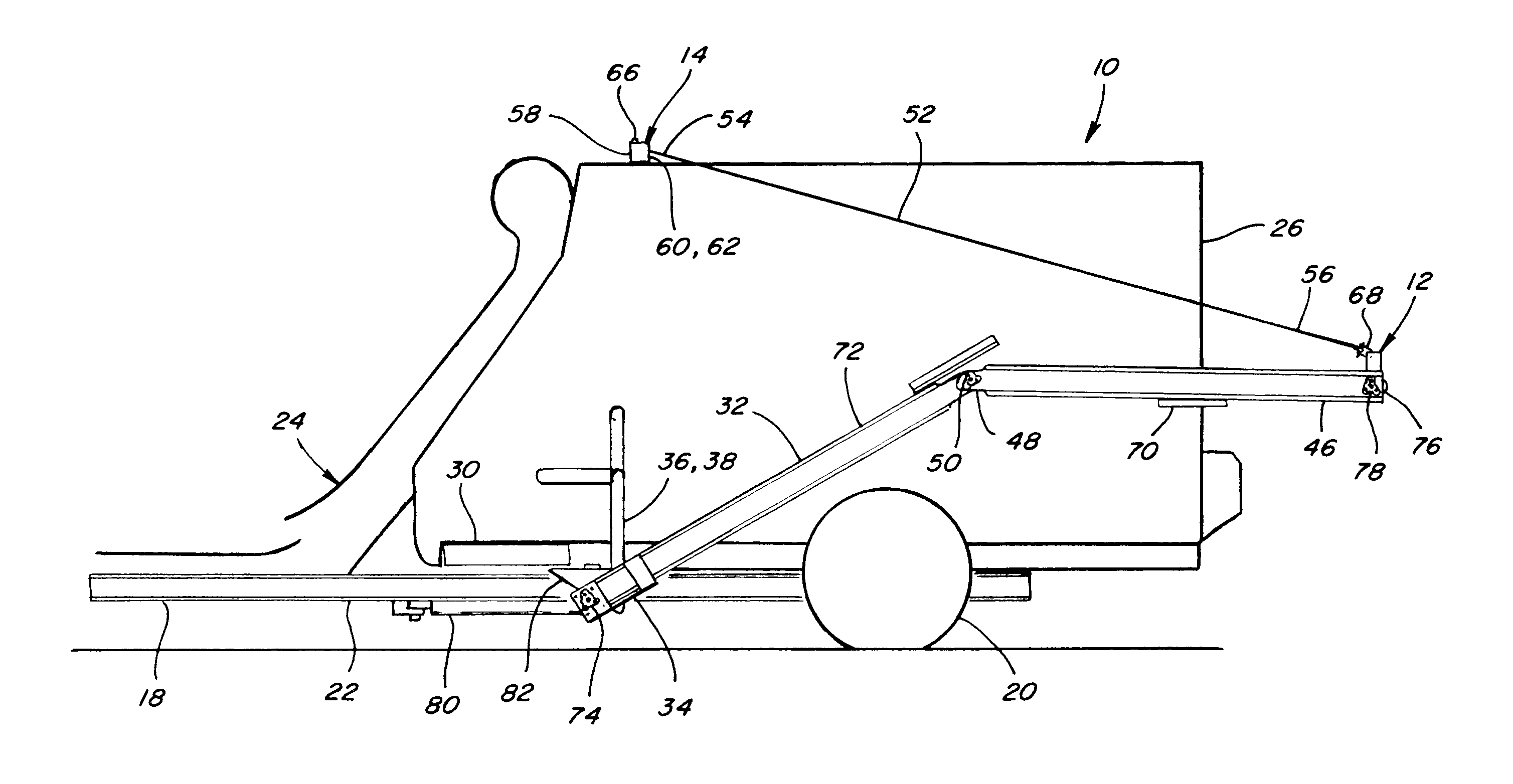 Unloader system with cam operated raise system