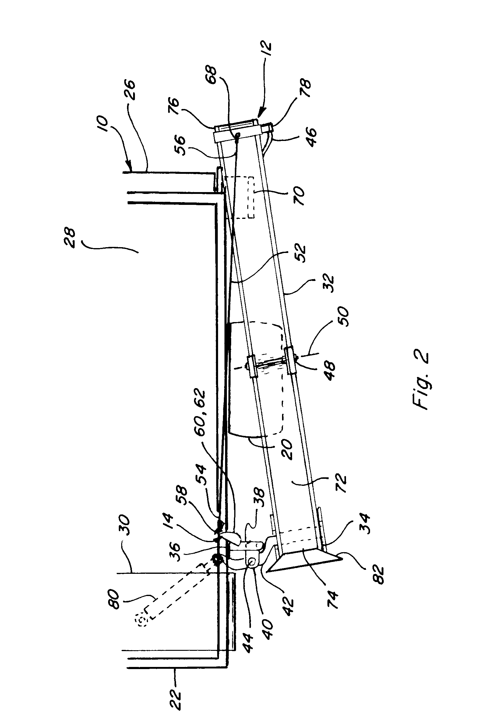 Unloader system with cam operated raise system
