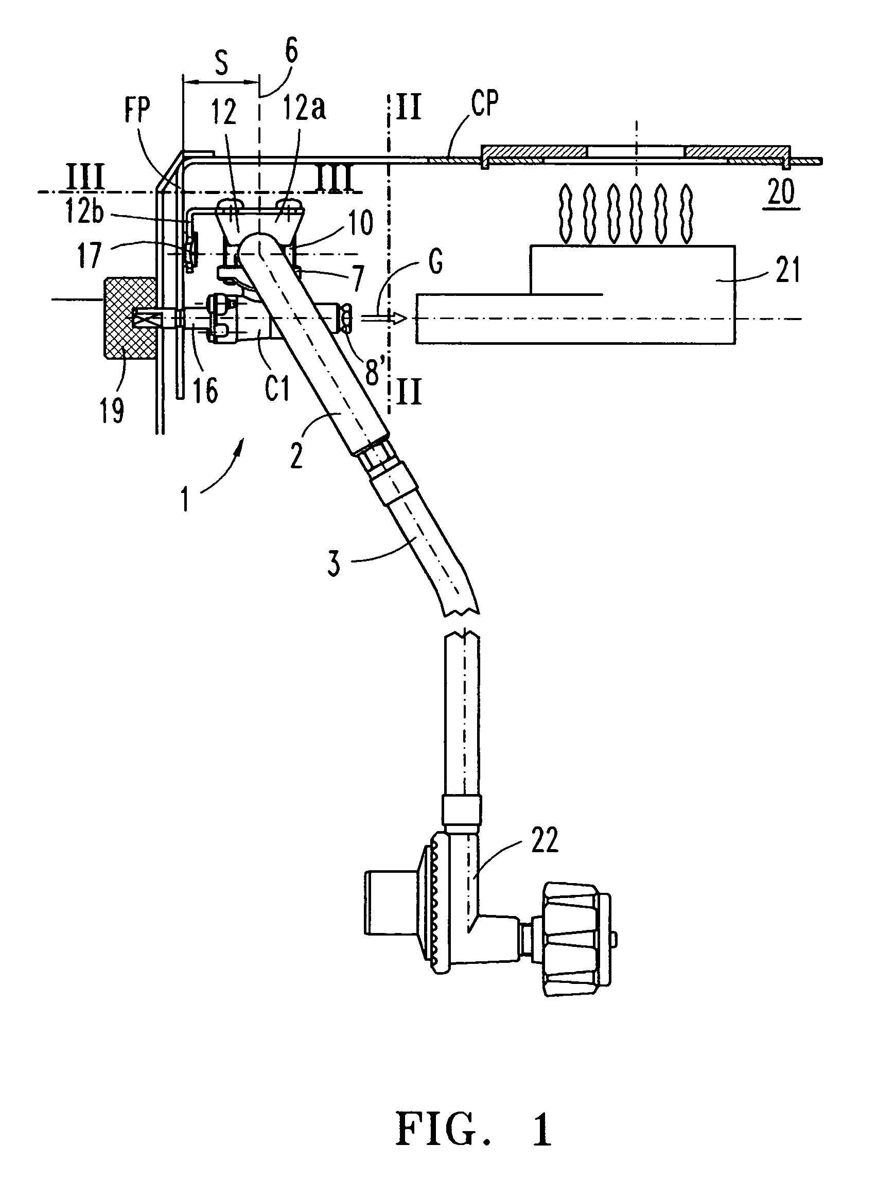 Gas manifold assembly with a mounting device in a cooking appliance