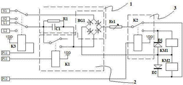 Circuit for contactor type double-power-supply changeover switching appliance