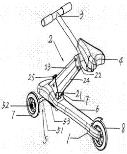 Z-shaped foldable sitting type three-wheel scooter