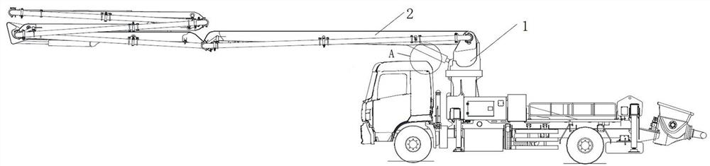 Concrete pump truck arm support, concrete pump truck arm support assembly and concrete pump truck