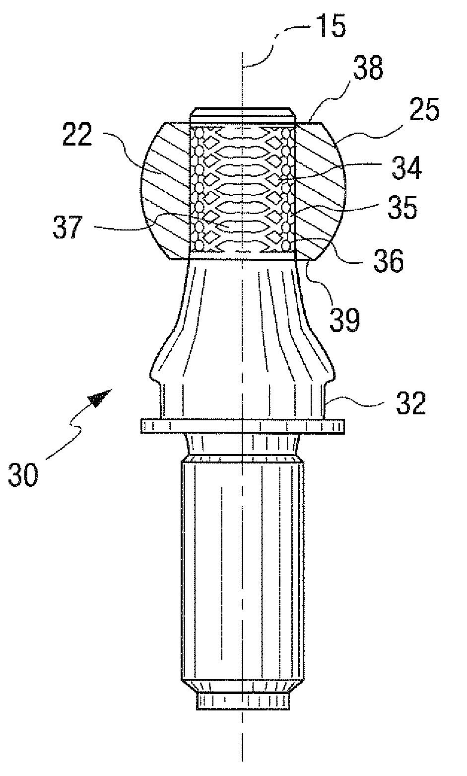 Ball-and-socket joint ball pin with injection molded metal ball