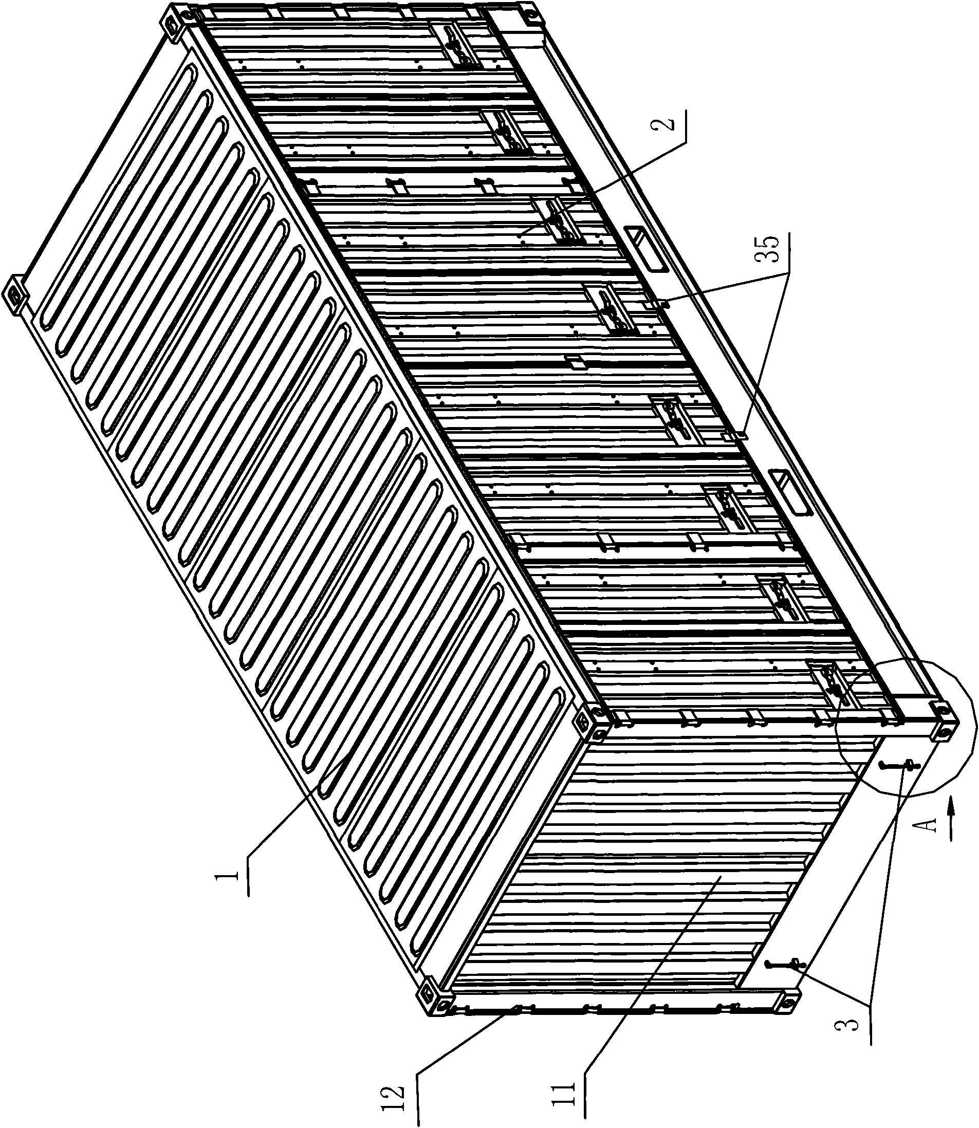 Door fixing device and container with same