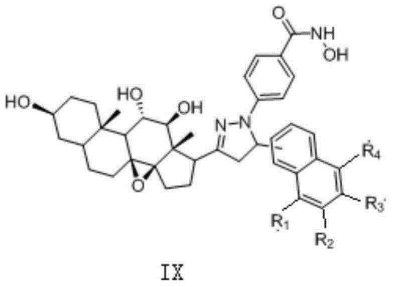 Pyrazoline hydroxamic acid C21 steroid saponin aglycone derivative containing naphthalene skeleton, as well as preparation method and application of derivative