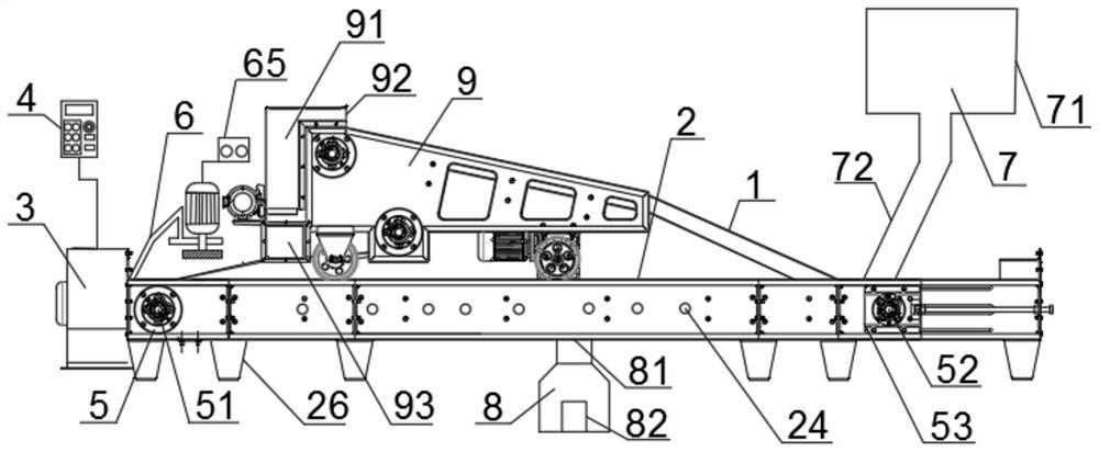 A rice conveying device with flexible and convenient loading