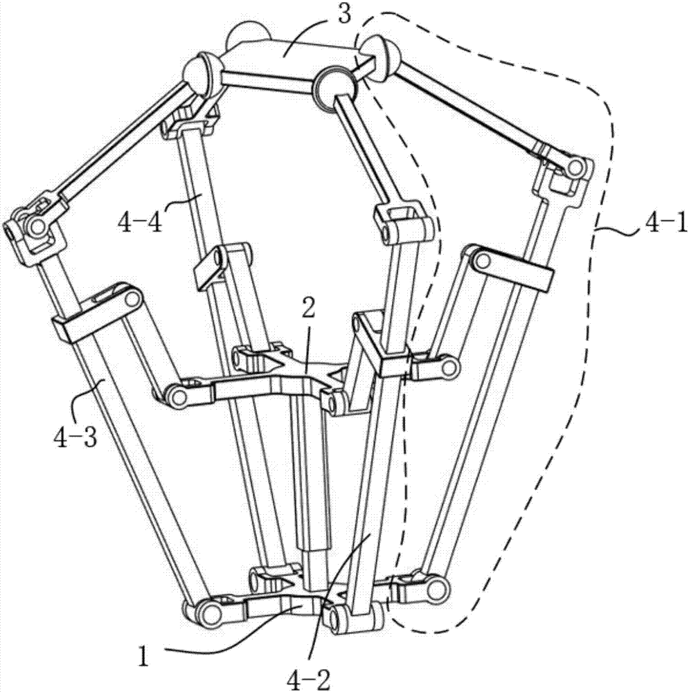 Structural redundancy parallel robot mechanism with four relative degrees of freedom