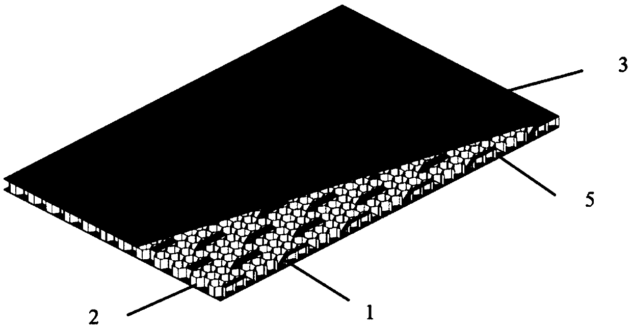 Fiber band toughened sandwich structure of honeycomb core body