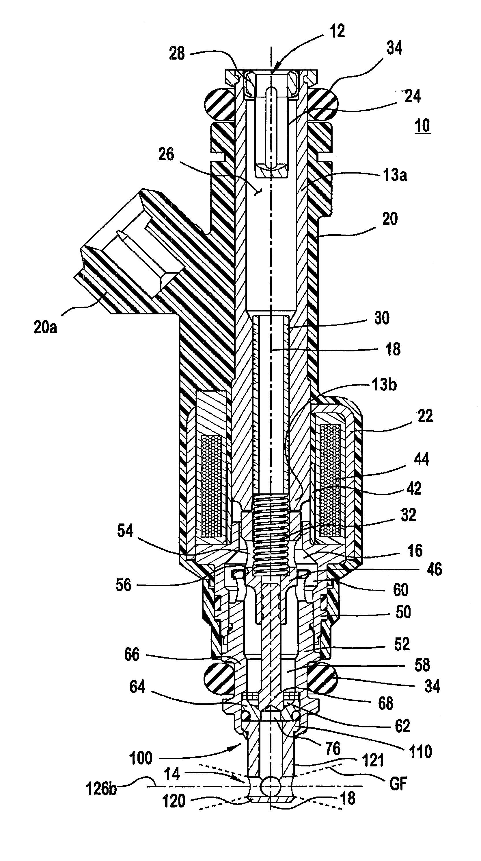 Fuel injector having an internally mounted cross-flow nozzle for enhanced compressed natural gas jet spray