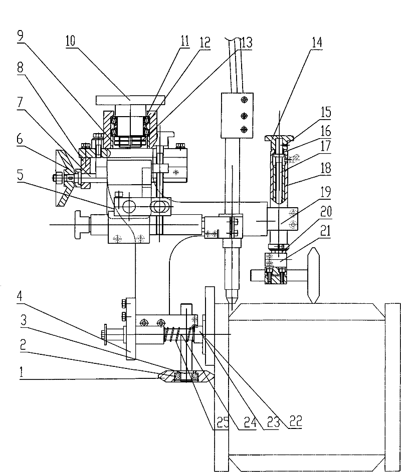 Double-wire welding gun adjusting mechanism