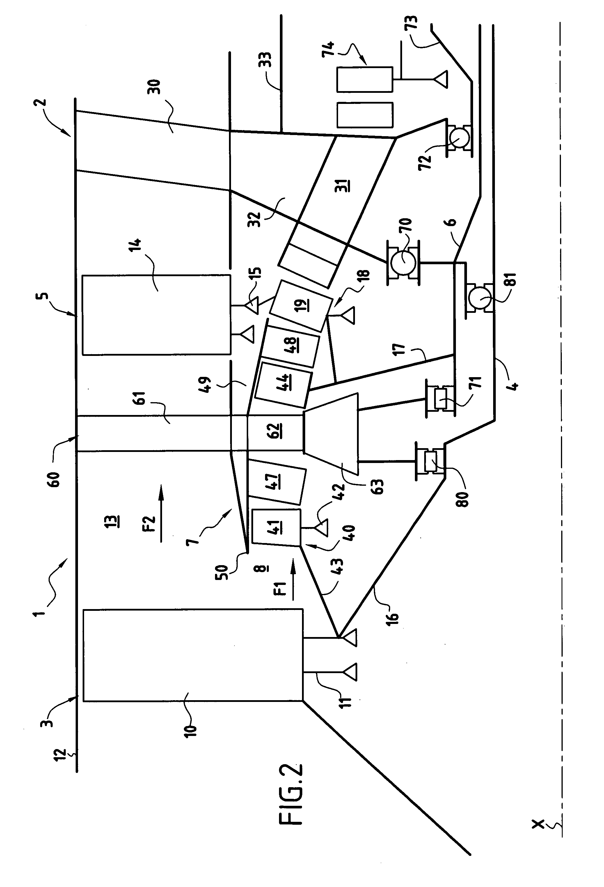 Turbojet architecture with two fans at the front