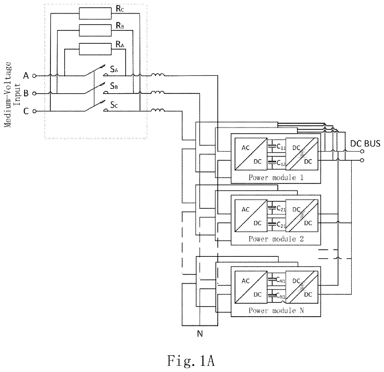 Power conversion system and method for pre-charging dc-bus capacitors therein