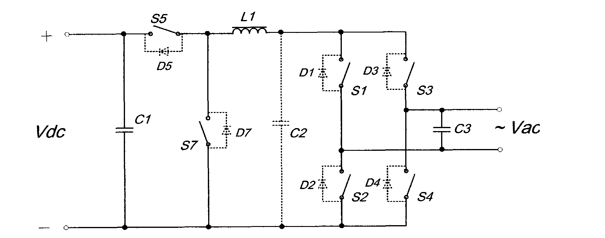 Bidirectional inverter topology