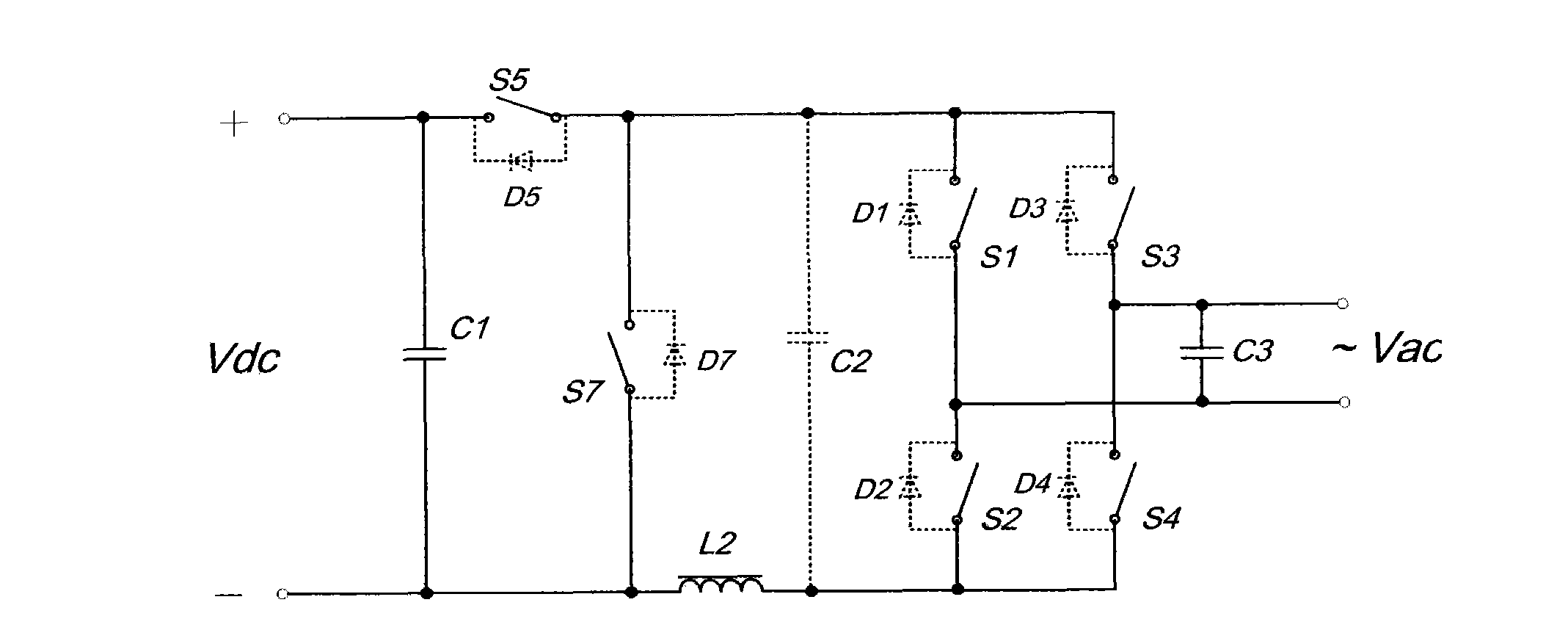 Bidirectional inverter topology