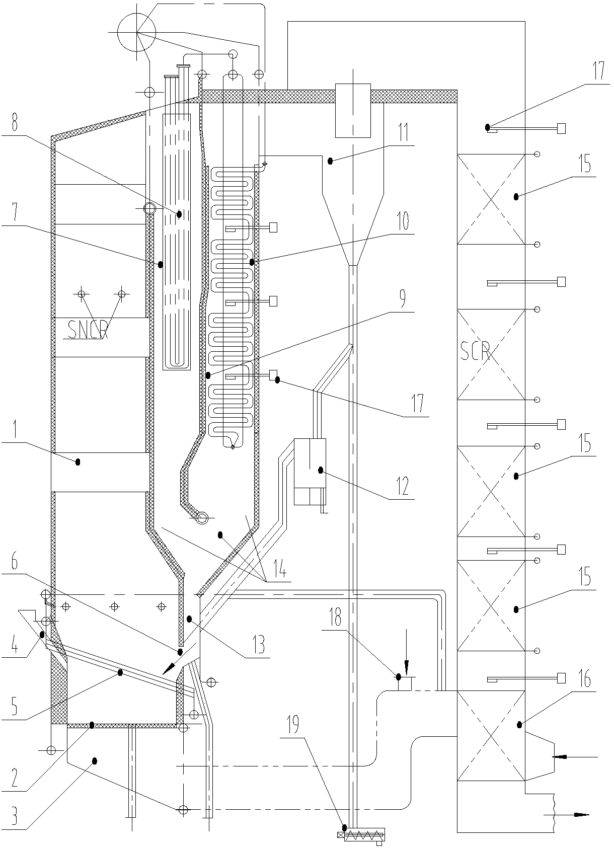 Superheated steam boiler of pure combustion high-sodium coal two-stage medium-temperature separation circulating fluidized bed