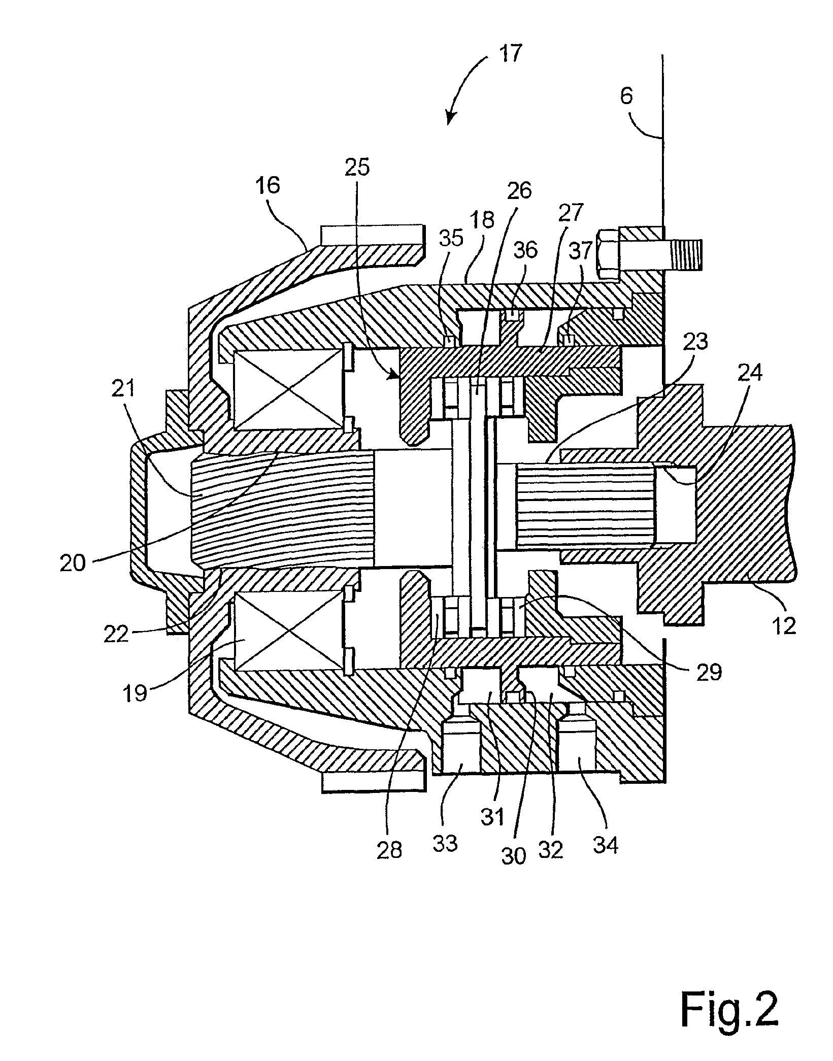 Device for controlling the phase angle between a first and a second crankshaft