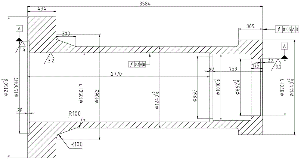 Deep hole finish machining method of motor casing of nuclear main pump