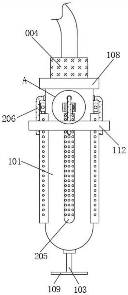 Self-unfolding and self-gathering vibrating type vibrating rod for concrete construction