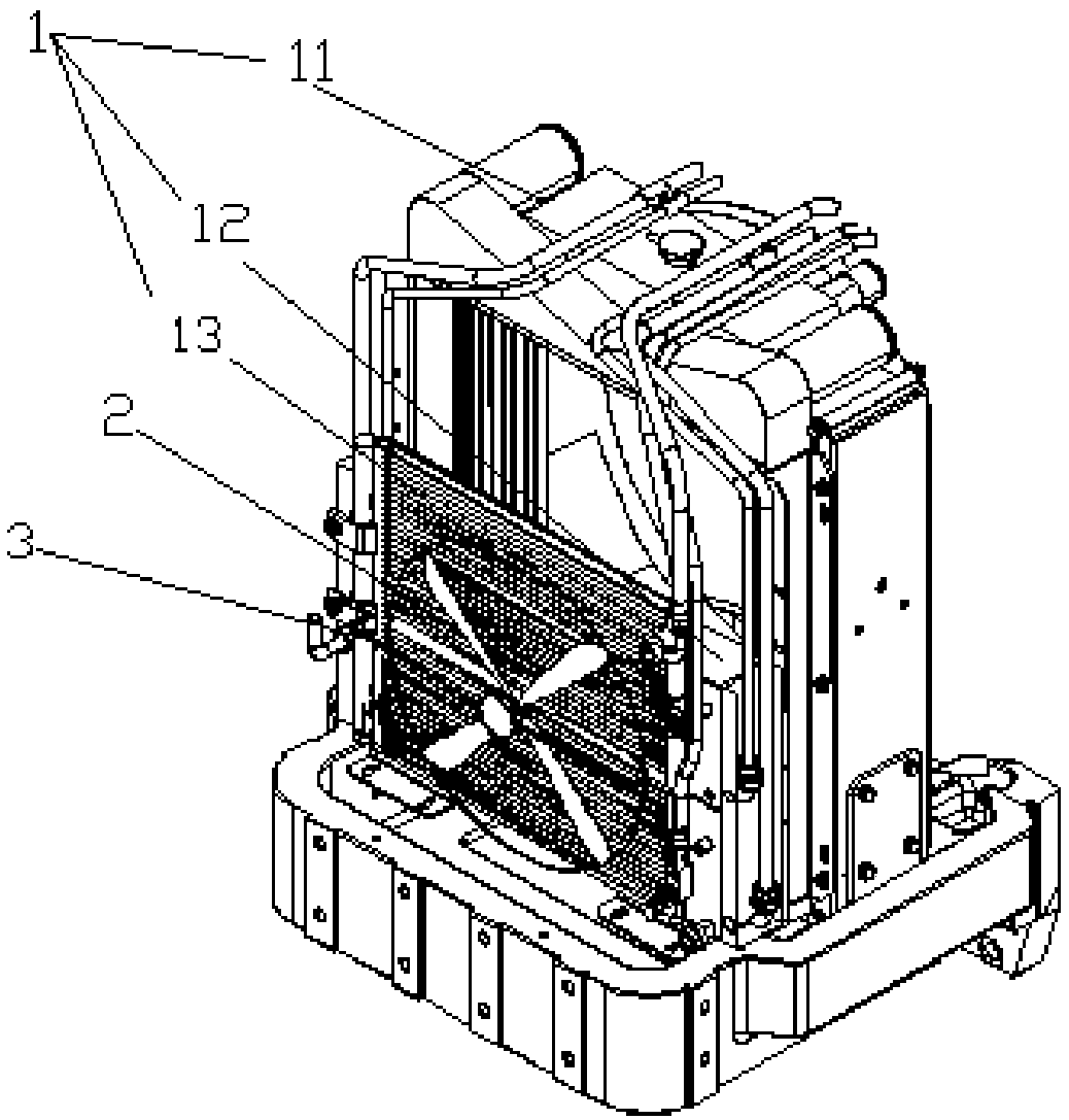 Automobile cooling device with centrifugal fan structure and application method