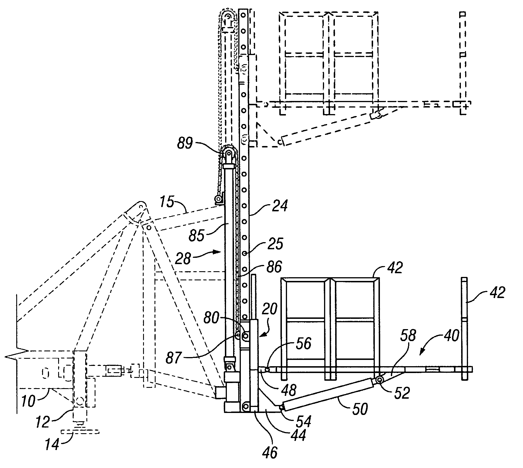 Automated system for positioning and supporting the work platform of a mobile workover and well-servicing rig