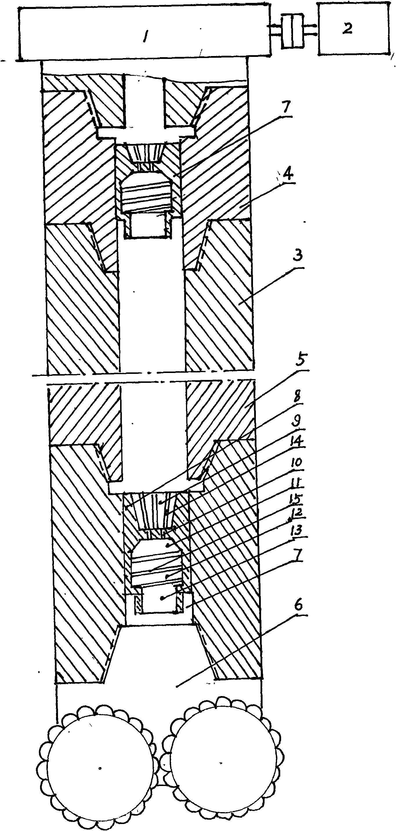 Drilling fluid conveying device provided with self-oscillation superchargers