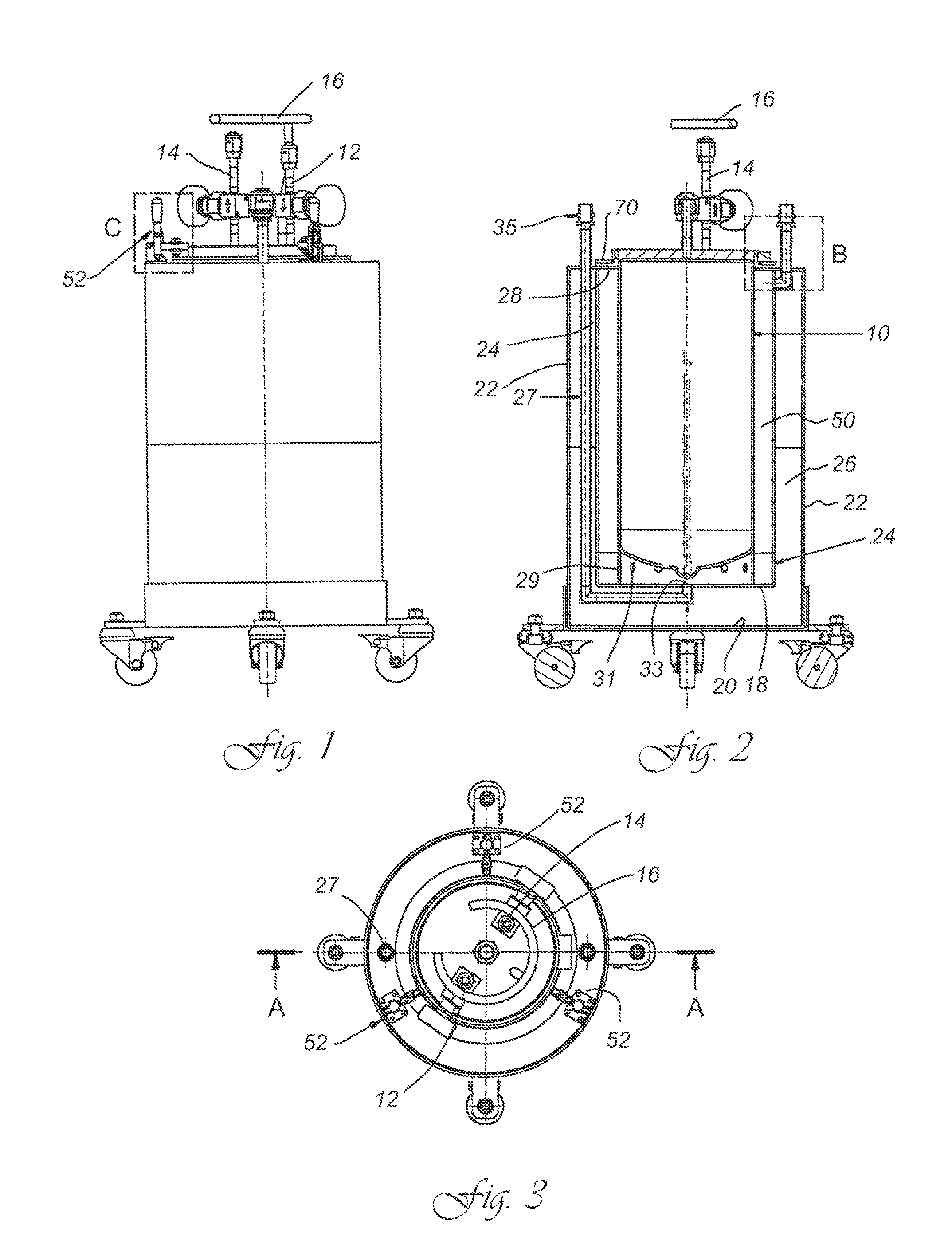 Device for tempering a receptacle in a chamber