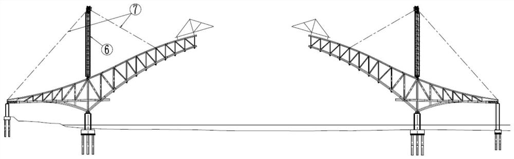 Steel truss arch bridge arch rib and main beam mounting method